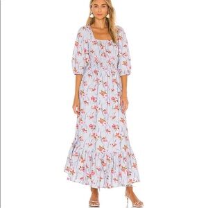 NWT Loveshack fancy purple floral cotton maxi dress puffy sleeves feminine